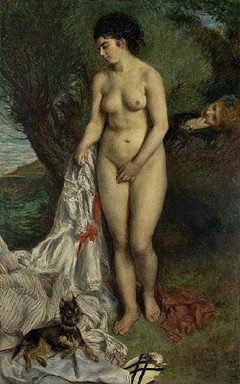 Pierre-Auguste Renoir Bather with a Griffon Dog  Lise on the Bank of the Seine Norge oil painting art